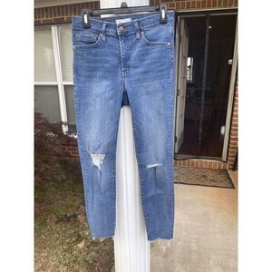 Madewell 9" Mid-Rise Skinny Jeans Size 28 Distressed Raw Hem